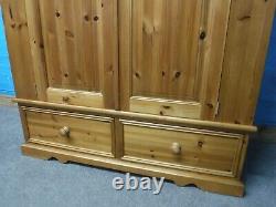 LARGE CHUNKY SOLID WOOD 2DOOR 2DOVETAILED DRAWERS WARDROBE H190 W122cm- SEE SHOP