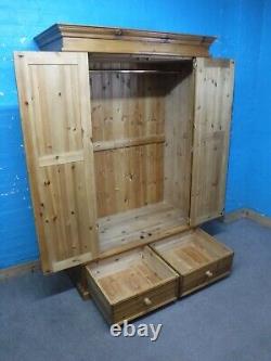 LARGE CHUNKY SOLID WOOD 2DOOR 2DOVETAILED DRAWERS WARDROBE H190 W122cm- SEE SHOP