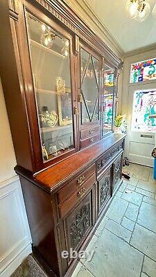 LARGE Carved Mahogany 3 Door Antique Dresser Bureau With Drawers & Cupboards