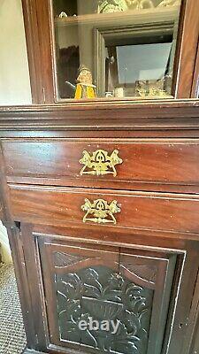 LARGE Carved Mahogany 3 Door Antique Dresser Bureau With Drawers & Cupboards