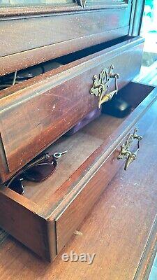 LARGE Carved Mahogany 3 Door Antique Dresser Bureau With Drawers & Cupboards