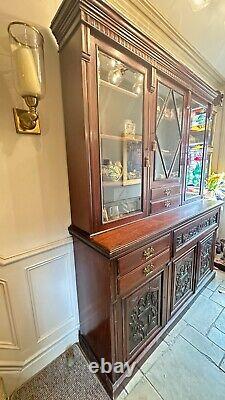 LARGE Carved Mahogany 3 Door Antique Dresser Bureau With Drawers & Cupboards