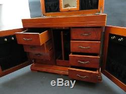 LARGE Dresser Top Jewelry Trinket Box with 8 drawers n 2 doors mirror top