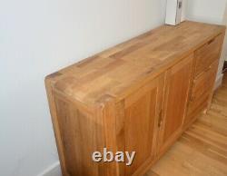 LARGE Long Solid Wood Sideboard 3 drawers 2 doors Oak Furniture Vintage Style