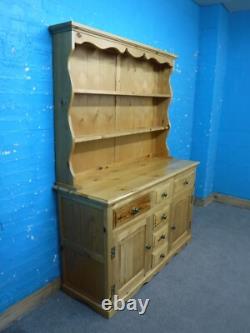 LARGE SOLID WOOD WELSH DRESSER / DISPLAY CABINET H183cm W137cm 6DRAWER 2DOOR