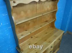 LARGE SOLID WOOD WELSH DRESSER / DISPLAY CABINET H183cm W137cm 6DRAWER 2DOOR