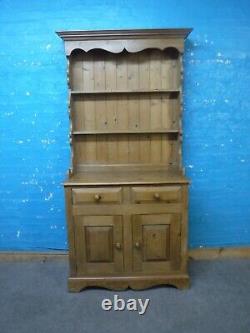 LARGE SOLID WOOD WELSH DRESSER / DISPLAY CABINET H193cm W100cm 2DRAWER 2DOOR