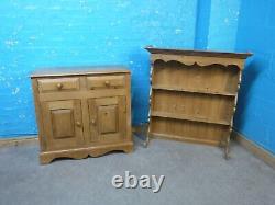 LARGE SOLID WOOD WELSH DRESSER / DISPLAY CABINET H193cm W100cm 2DRAWER 2DOOR