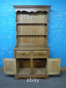 LARGE SOLID WOOD WELSH DRESSER / DISPLAY CABINET H193cm W100cm 2DRAWER 2DOOR