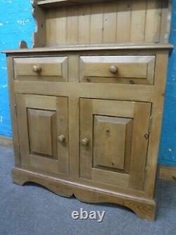 LARGE SOLID WOOD WELSH DRESSER / DISPLAY CABINET H193cm W100cm 2DRAWER 2DOOR