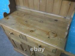 LARGE SOLID WOOD WELSH DRESSER / DISPLAY CABINET H193cm W100cm 2DRAWER 2DOOR