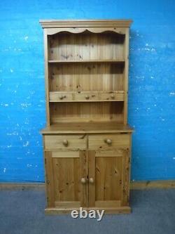 LARGE SOLID WOOD WELSH DRESSER / DISPLAY CABINET H198cm W92cm 5DRAWER 2DOOR