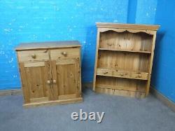 LARGE SOLID WOOD WELSH DRESSER / DISPLAY CABINET H198cm W92cm 5DRAWER 2DOOR