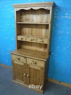 LARGE SOLID WOOD WELSH DRESSER / DISPLAY CABINET H198cm W92cm 5DRAWER 2DOOR