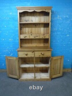 LARGE SOLID WOOD WELSH DRESSER / DISPLAY CABINET H198cm W92cm 5DRAWER 2DOOR