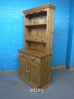 LARGE SOLID WOOD WELSH DRESSER / DISPLAY CABINET H198cm W92cm 5DRAWER 2DOOR