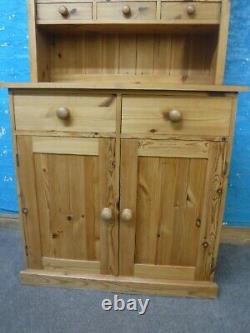 LARGE SOLID WOOD WELSH DRESSER / DISPLAY CABINET H198cm W92cm 5DRAWER 2DOOR