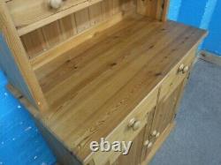 LARGE SOLID WOOD WELSH DRESSER / DISPLAY CABINET H198cm W92cm 5DRAWER 2DOOR