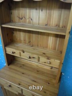 LARGE SOLID WOOD WELSH DRESSER / DISPLAY CABINET H198cm W92cm 5DRAWER 2DOOR