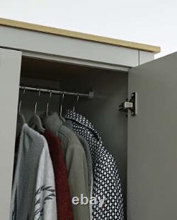 Lancaster 3 Door 2 Drawer Wardrobe Bedroom Furniture Storage Large Modern Grey