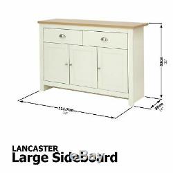 Lancaster Large Sideboard Storage Unit 2 Drawers 3 Door Cupboards Cabinet Cream