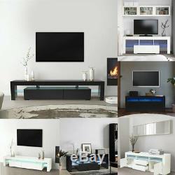 Large 160/200 CM TV Cabinet TV Stand Matt Body & High Gloss Doors LED Light