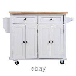 Large 2 Door Kitchen Island Trolley Serving Cart Cabinet Cupboard Drawer Shelves