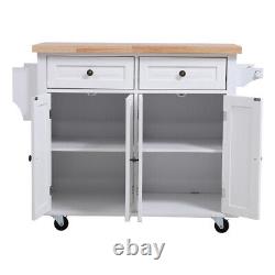 Large 2 Door Kitchen Island Trolley Serving Cart Cabinet Cupboard Drawer Shelves