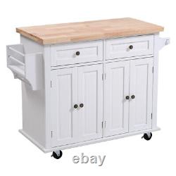 Large 2 Door Kitchen Island Trolley Serving Cart Cabinet Cupboard Drawer Shelves