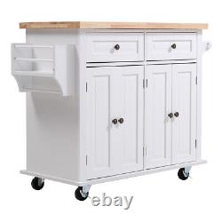 Large 2 Door Kitchen Island Trolley Serving Cart Cabinet Cupboard Drawer Shelves