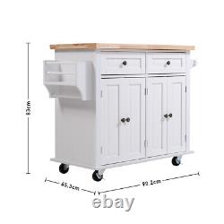 Large 2 Door Kitchen Island Trolley Serving Cart Cabinet Cupboard Drawer Shelves