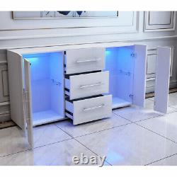 Large 2 Doors 3 Drawers Sideboard High Gloss White Cupboard Cupboard LED Lights