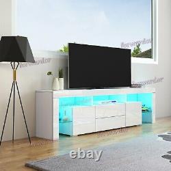 Large 200CM TV Unit Cabinet High Gloss Doors Drawers Matt Body TV Stand FREE LED