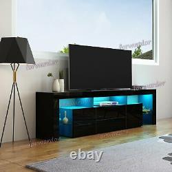 Large 200CM TV Unit Cabinet High Gloss Doors Drawers Matt Body TV Stand FREE LED