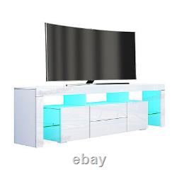 Large 200CM TV Unit Cabinet High Gloss Doors Drawers Matt Body TV Stand FREE LED