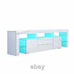 Large 200CM TV Unit Cabinet High Gloss Doors Drawers Matt Body TV Stand FREE LED