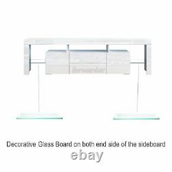 Large 200CM TV Unit Cabinet High Gloss Doors Drawers Matt Body TV Stand FREE LED