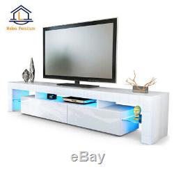 Large 200cm TV Unit Cabinet Stand High Gloss Doors Matt body Sideboard with LED