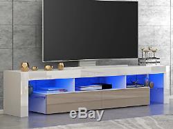 Large 200cm TV Unit Cabinet Stand High Gloss Doors Matt body Sideboard with LED