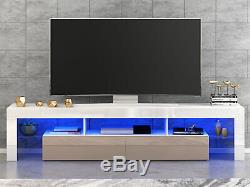 Large 200cm TV Unit Cabinet Stand High Gloss Doors Matt body Sideboard with LED