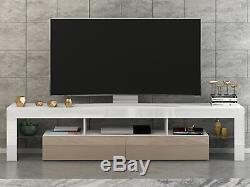 Large 200cm TV Unit Cabinet Stand High Gloss Doors Matt body Sideboard with LED
