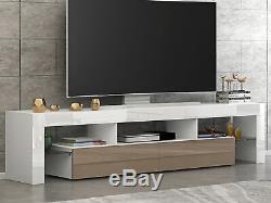 Large 200cm TV Unit Cabinet Stand High Gloss Doors Matt body Sideboard with LED