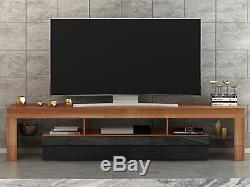 Large 200cm TV Unit Cabinet Stand High Gloss Doors Matt body Sideboard with LED