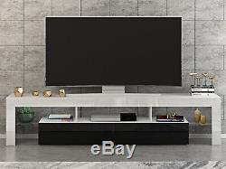 Large 200cm TV Unit Cabinet Stand High Gloss Doors Matt body Sideboard with LED