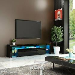 Large 200cm TV Unit Cabinet Stand Matt Body High Gloss 2 Doors 2 Drawers RGB LED