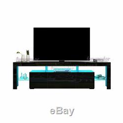 Large 200cm TV Unit Cabinet Stand Matt Body High Gloss 2 Doors 2 Drawers RGB LED