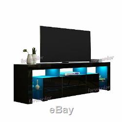 Large 200cm TV Unit Cabinet Stand Matt Body High Gloss 2 Doors 2 Drawers RGB LED