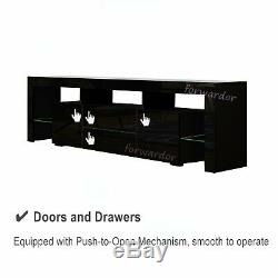 Large 200cm TV Unit Cabinet Stand Matt Body High Gloss 2 Doors 2 Drawers RGB LED