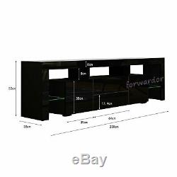 Large 200cm TV Unit Cabinet Stand Matt Body High Gloss 2 Doors 2 Drawers RGB LED