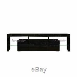 Large 200cm TV Unit Cabinet Stand Matt Body High Gloss 2 Doors 2 Drawers RGB LED